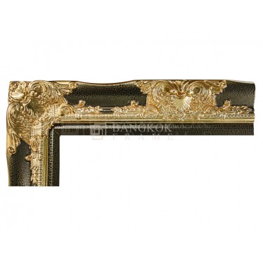 กรอบหลุยส์ไม้จริง สีดำระเบิด ลายทอง ขนาด 3 นิ้ว